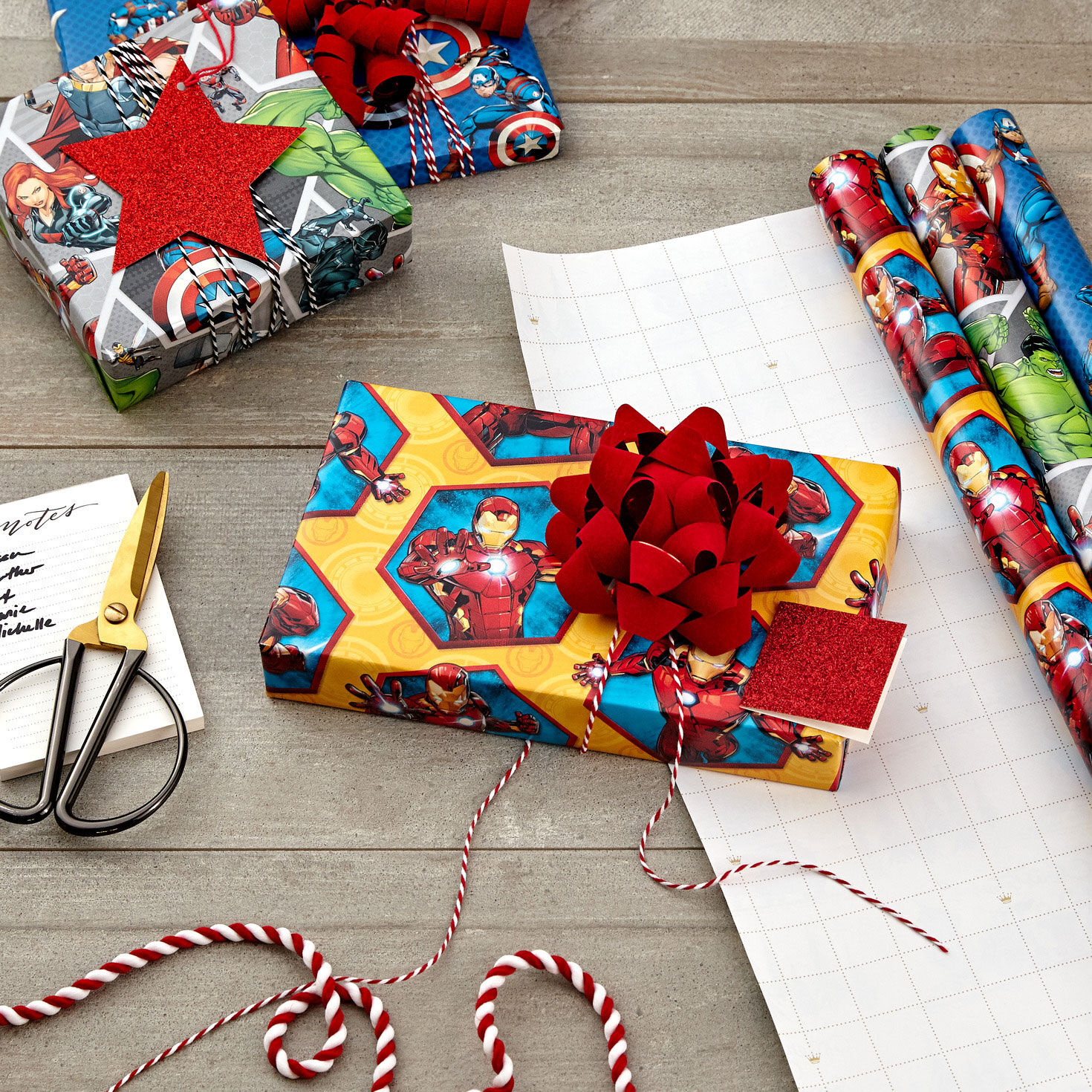Marvel Avengers 3-Pack Wrapping Paper Rolls in use image number 2