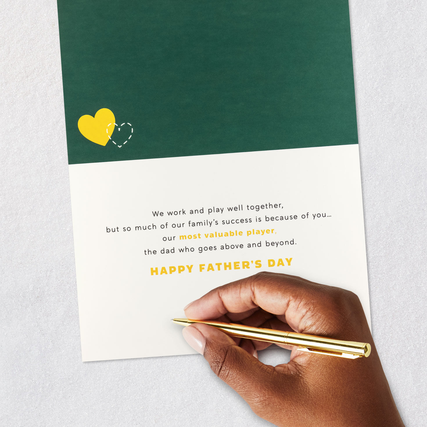 Football Heart Father's Day Card from Wife signing card image number 6