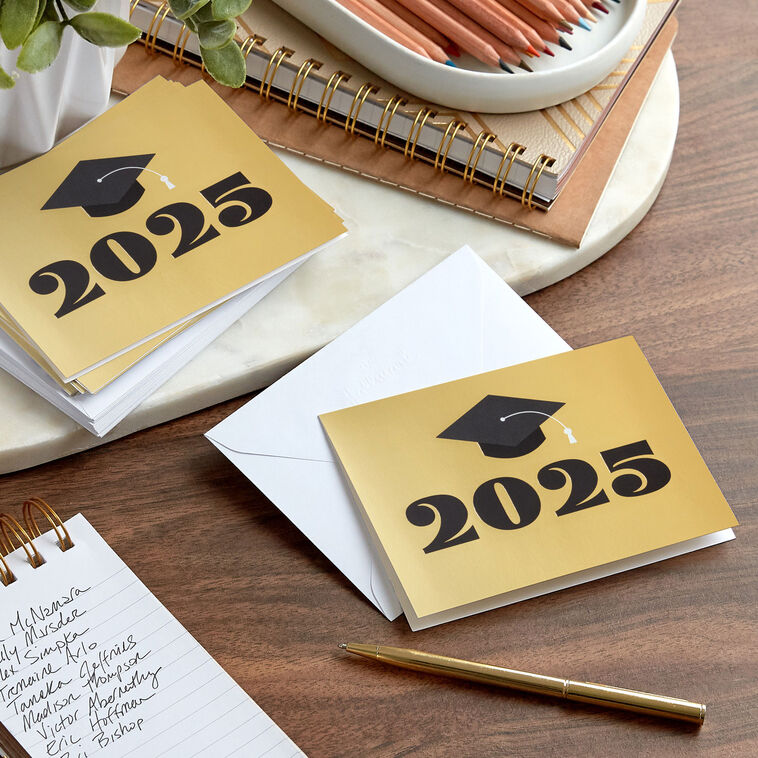 Black and Gold 2025 Graduation Note Cards Pack  image number 6