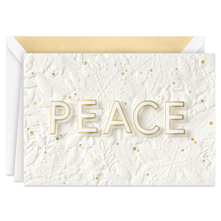 White and Gold Peace Holiday Card Card Front image number 1