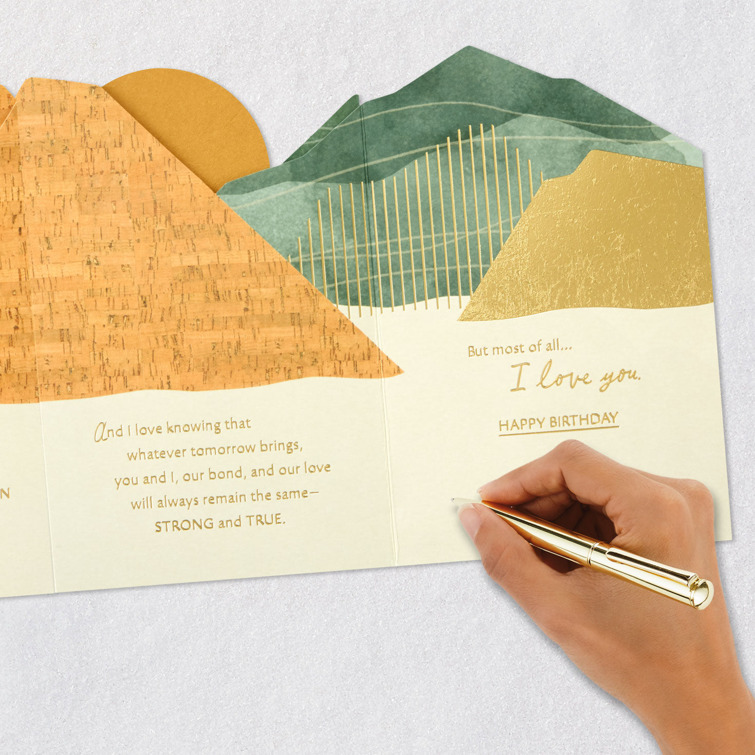 Abstract Mountain Range Romantic Birthday Card Signing card image number 12