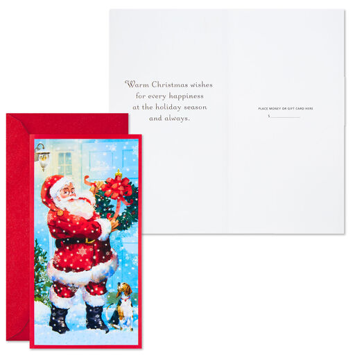Santa and Dog Money Holder Christmas Cards, Pack of 10, 
