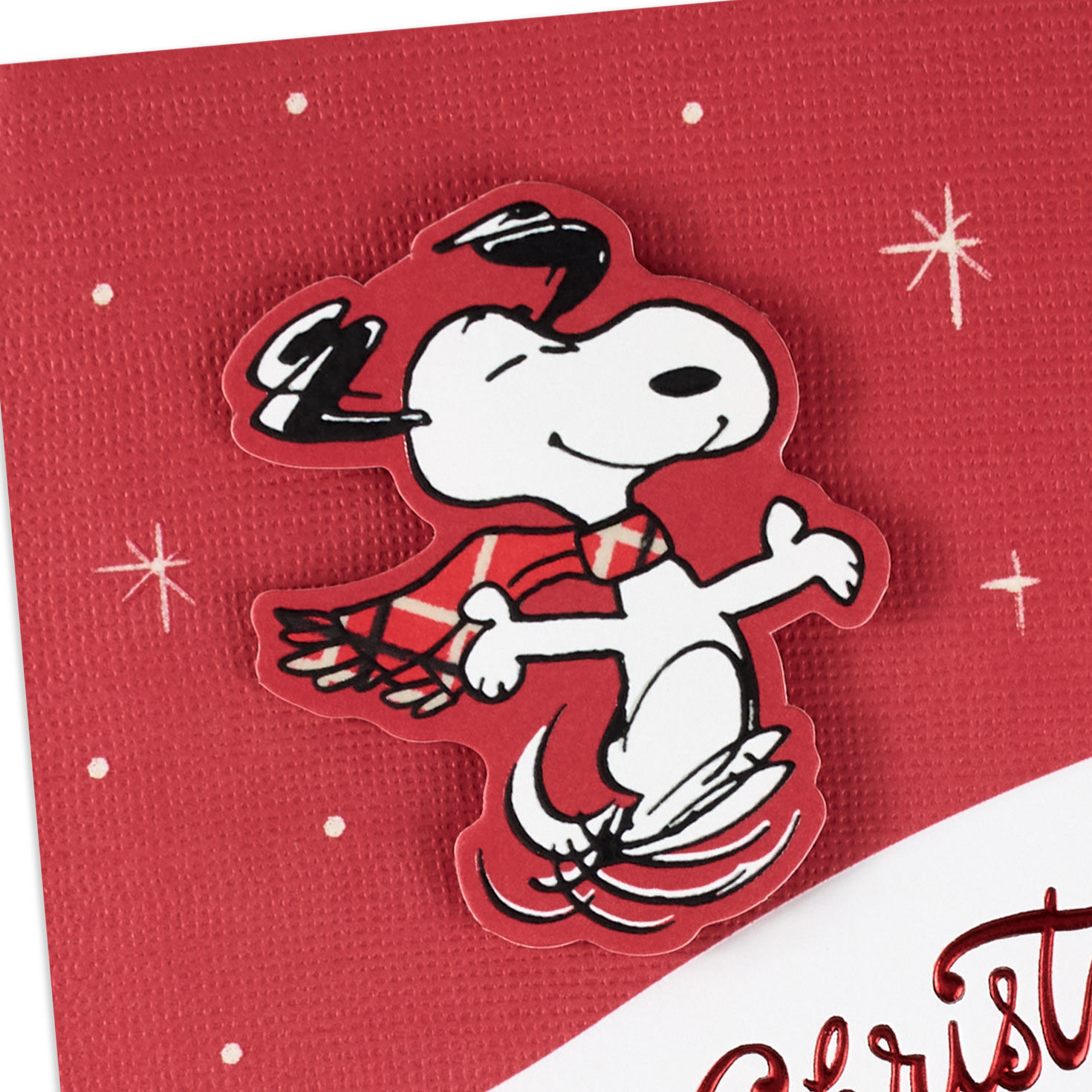 Dancing Snoopy with Scarf Christmas Card Card Front Detail image number 4