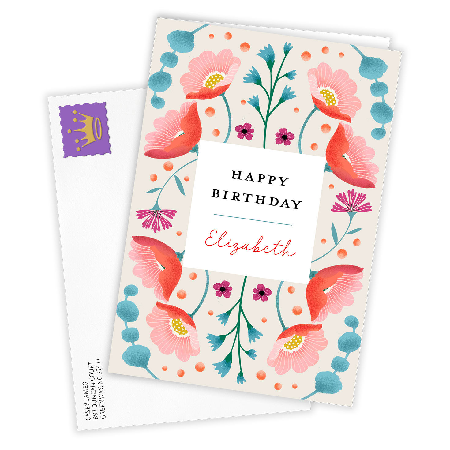 Beautiful Blooms Personalized Birthday Card Card Front with Envelope image number 2