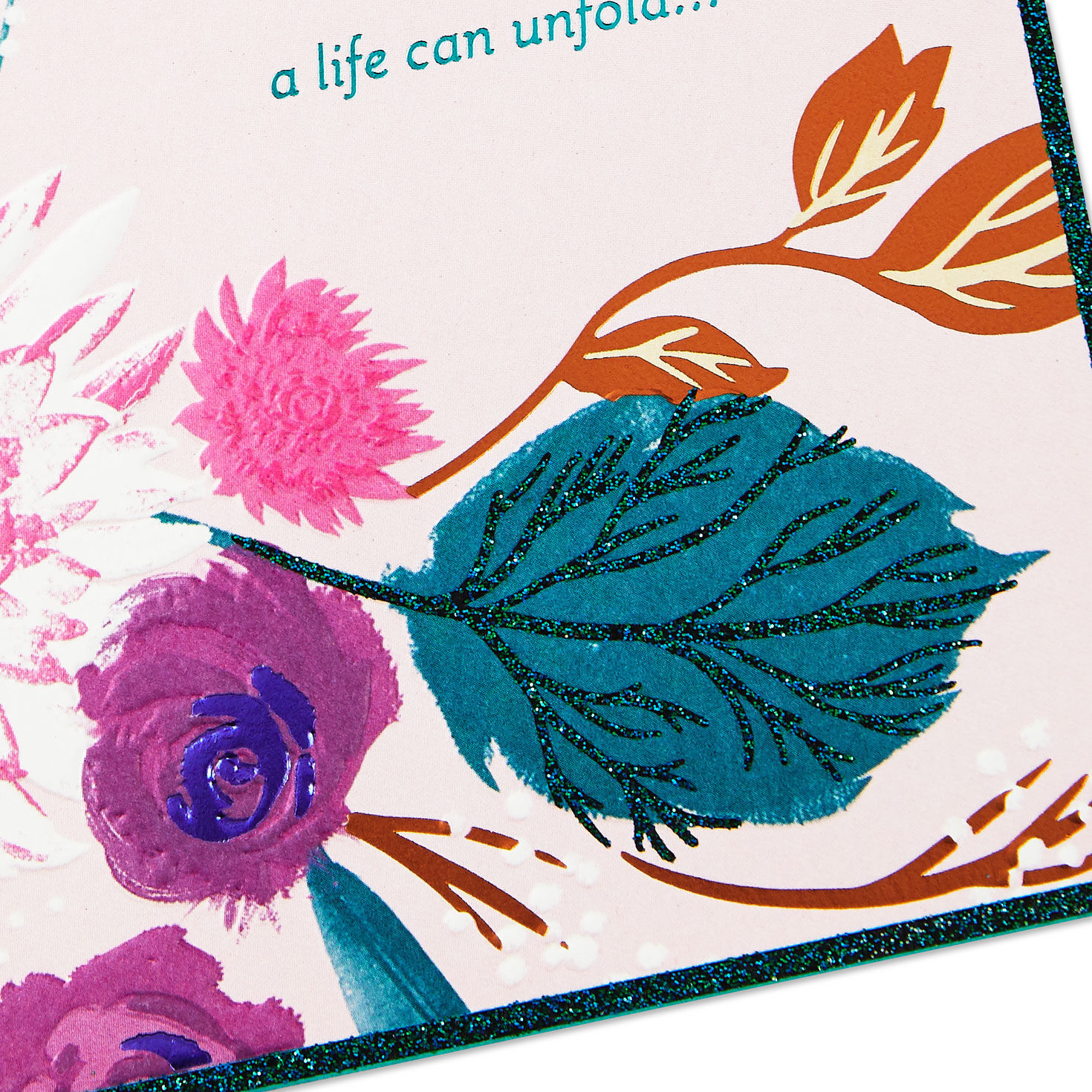 Teal and Pink Flowers Religious Mother's Day Card Card Front Detail image number 4