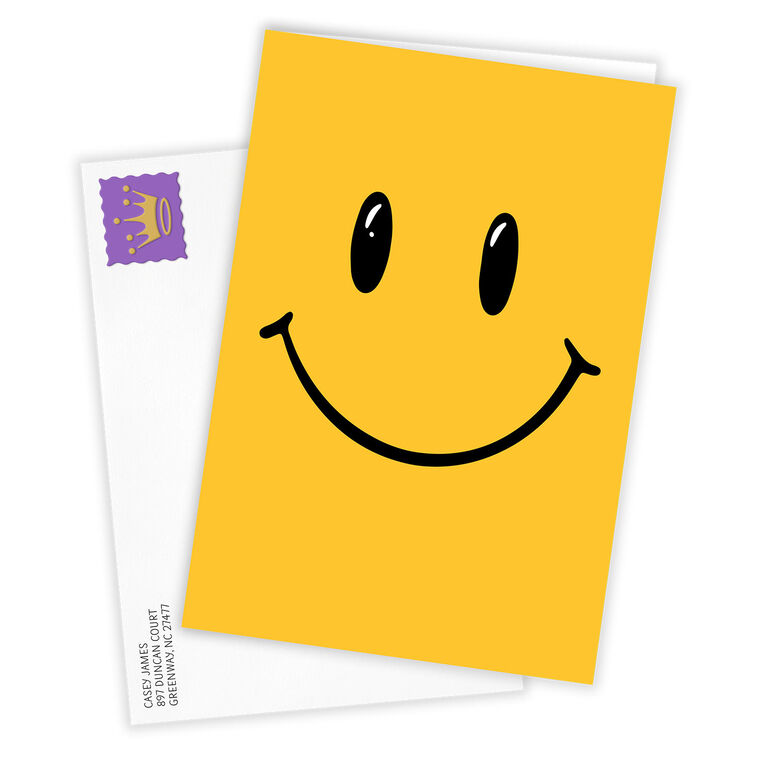 Yellow With Black Smiley Face Personalized Card Card Front with Envelope image number 2
