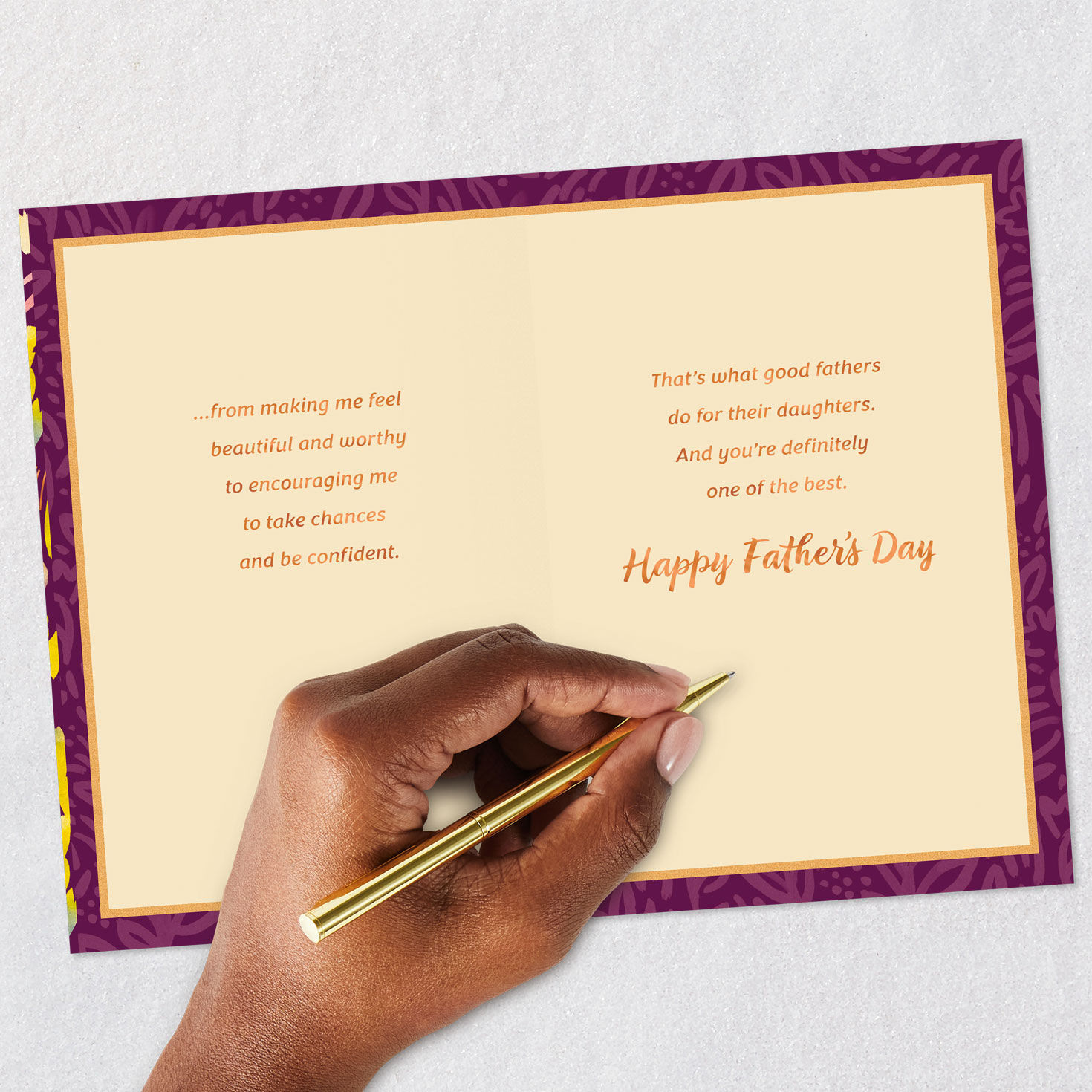 Watercolor Leaves Dad Father's Day Card From Daughter Signing card image number 7