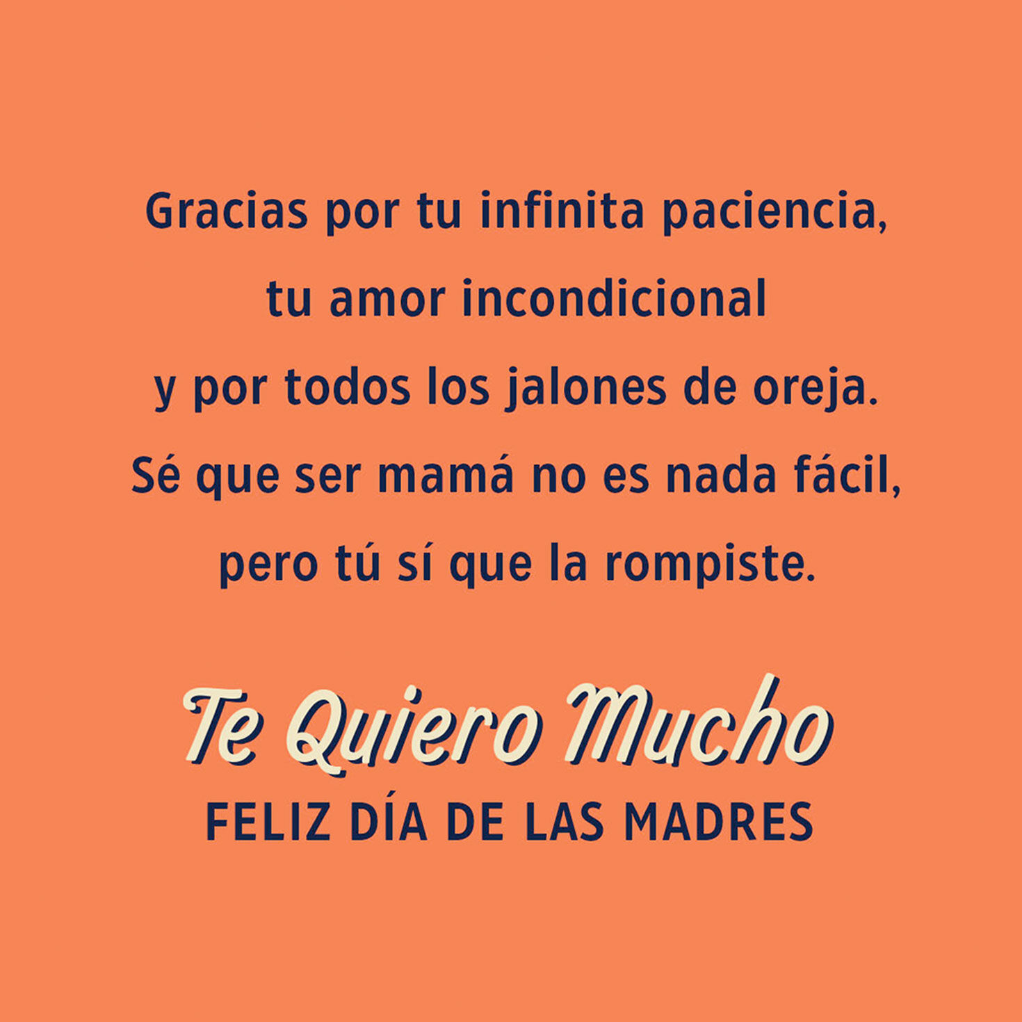 Pink Flower on Orange Mami Mother's Day Card in Spanish sentiment image number 2