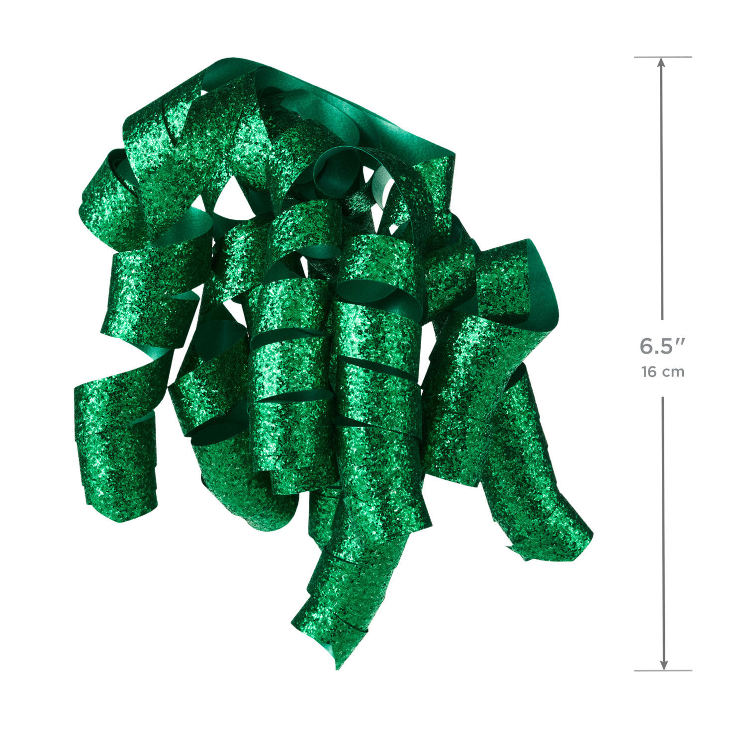 Sparkly Green Cascading Ribbon Holiday Gift Bow measurement image number 3