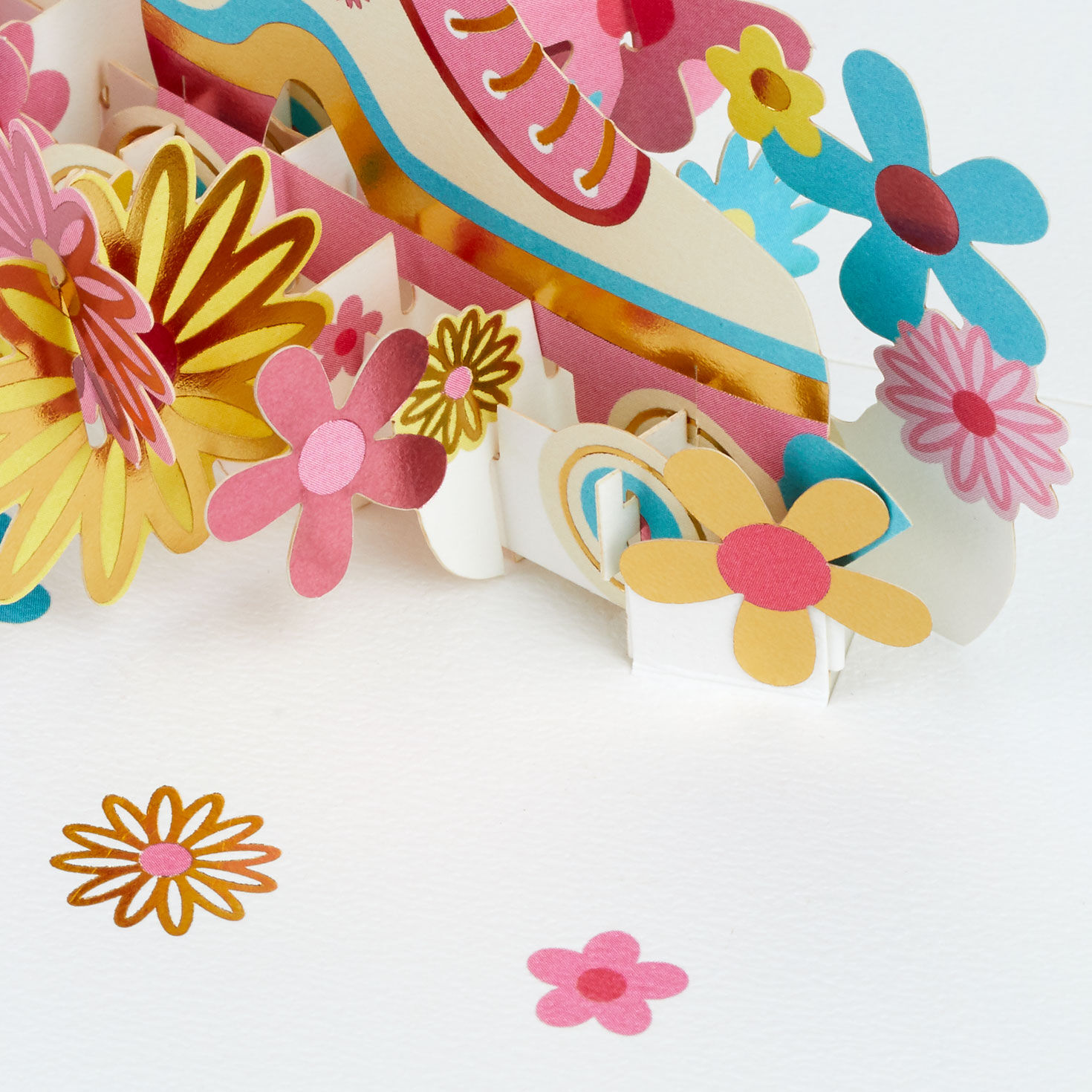 Pink and Blue Flower Roller Skates Pop-Up Card Pop-up Card Detail image number 5