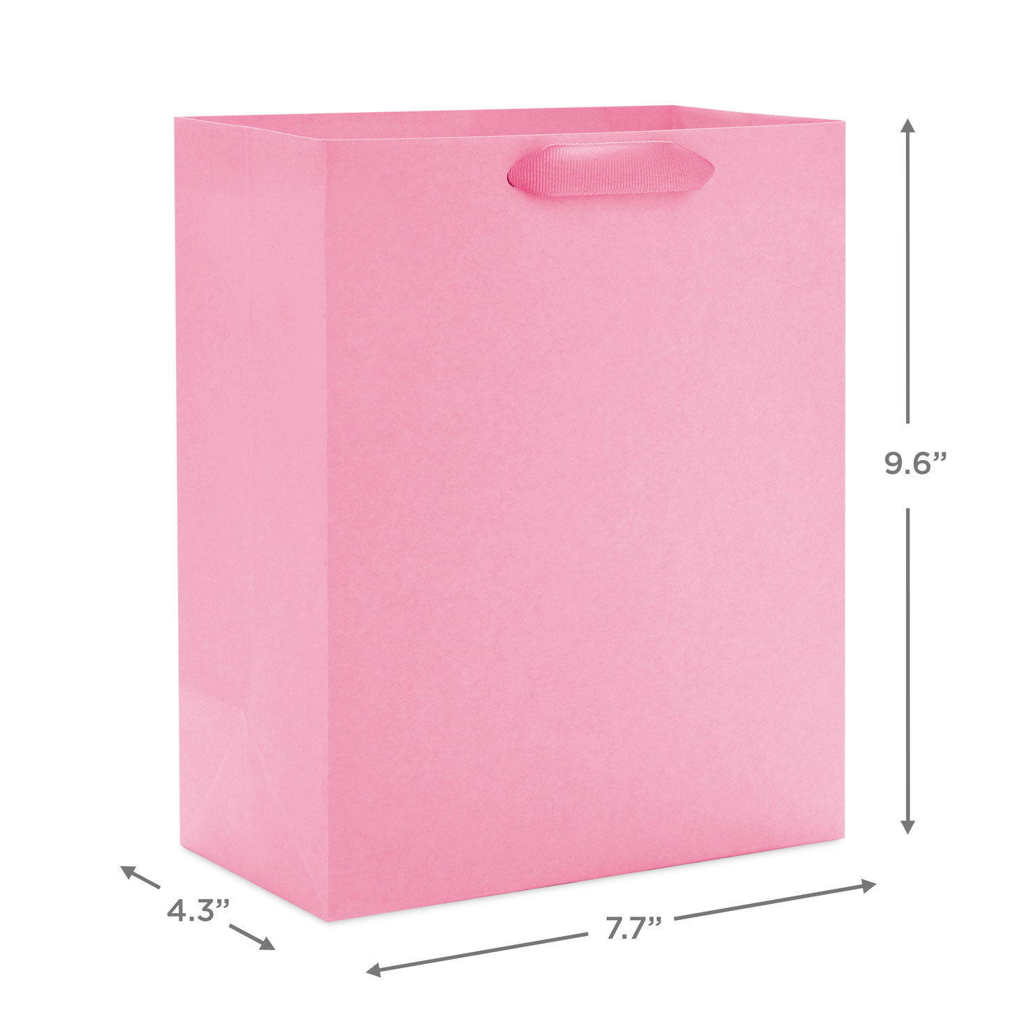 9.6" Solid Pink Medium Gift Bag, Pink, large image number 3