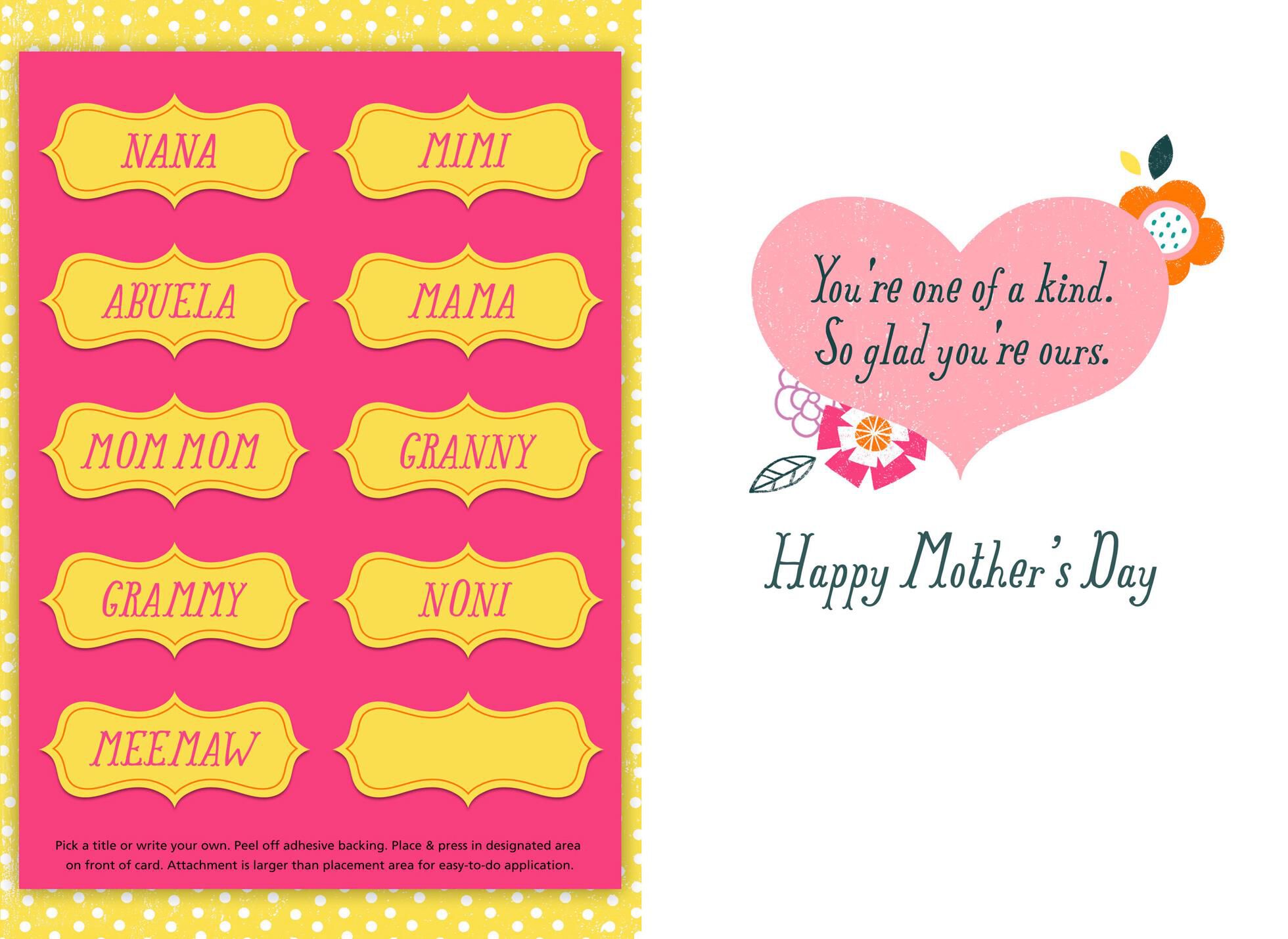 One of a Kind Pick-a-Sticker Mother's Day Card