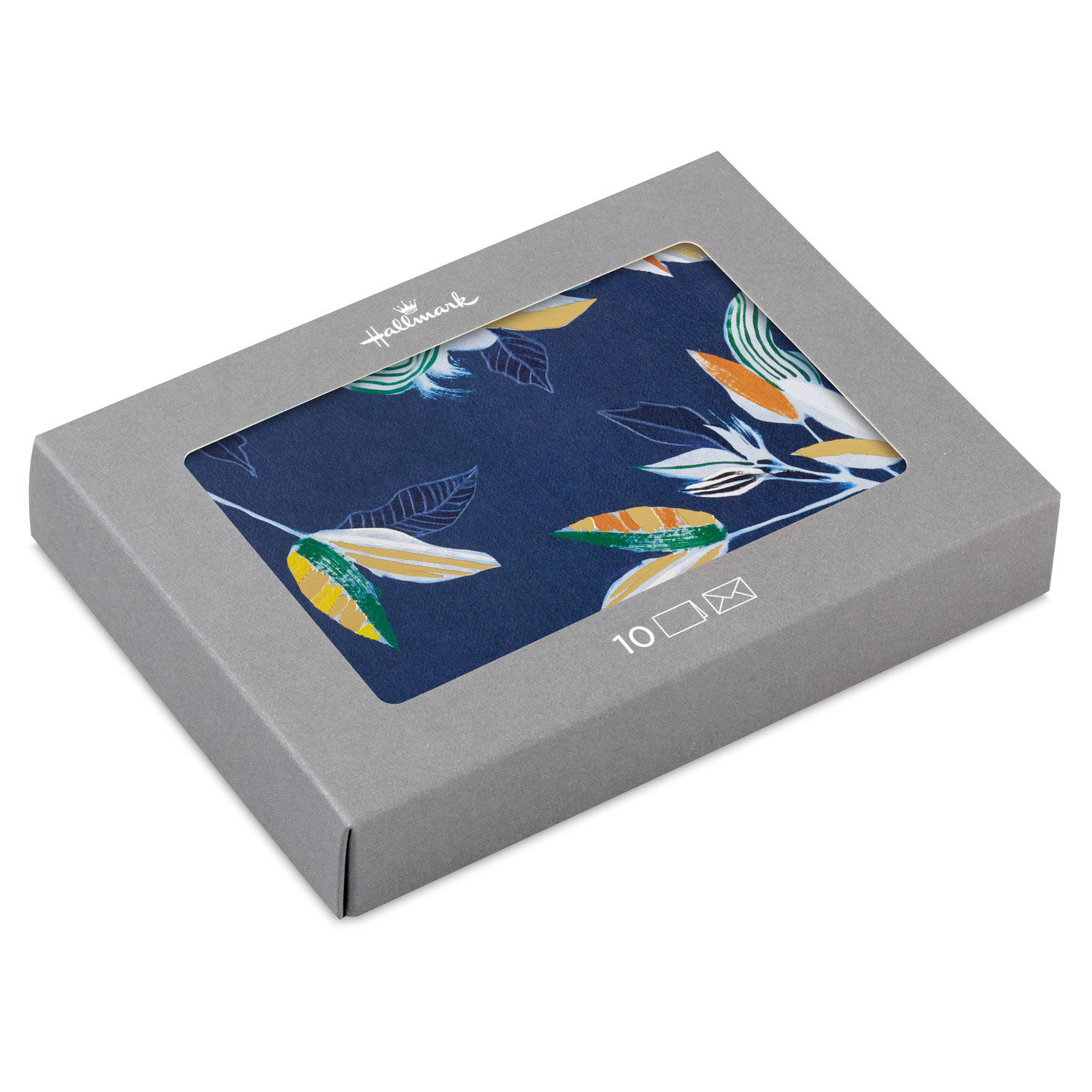 Navy Tropical Leaves Blank Notes, Pack of 10