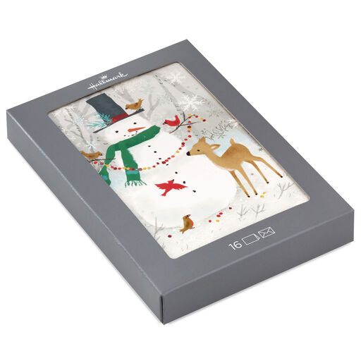 Snowman and Deer Boxed Holiday Cards, Pack of 16, 