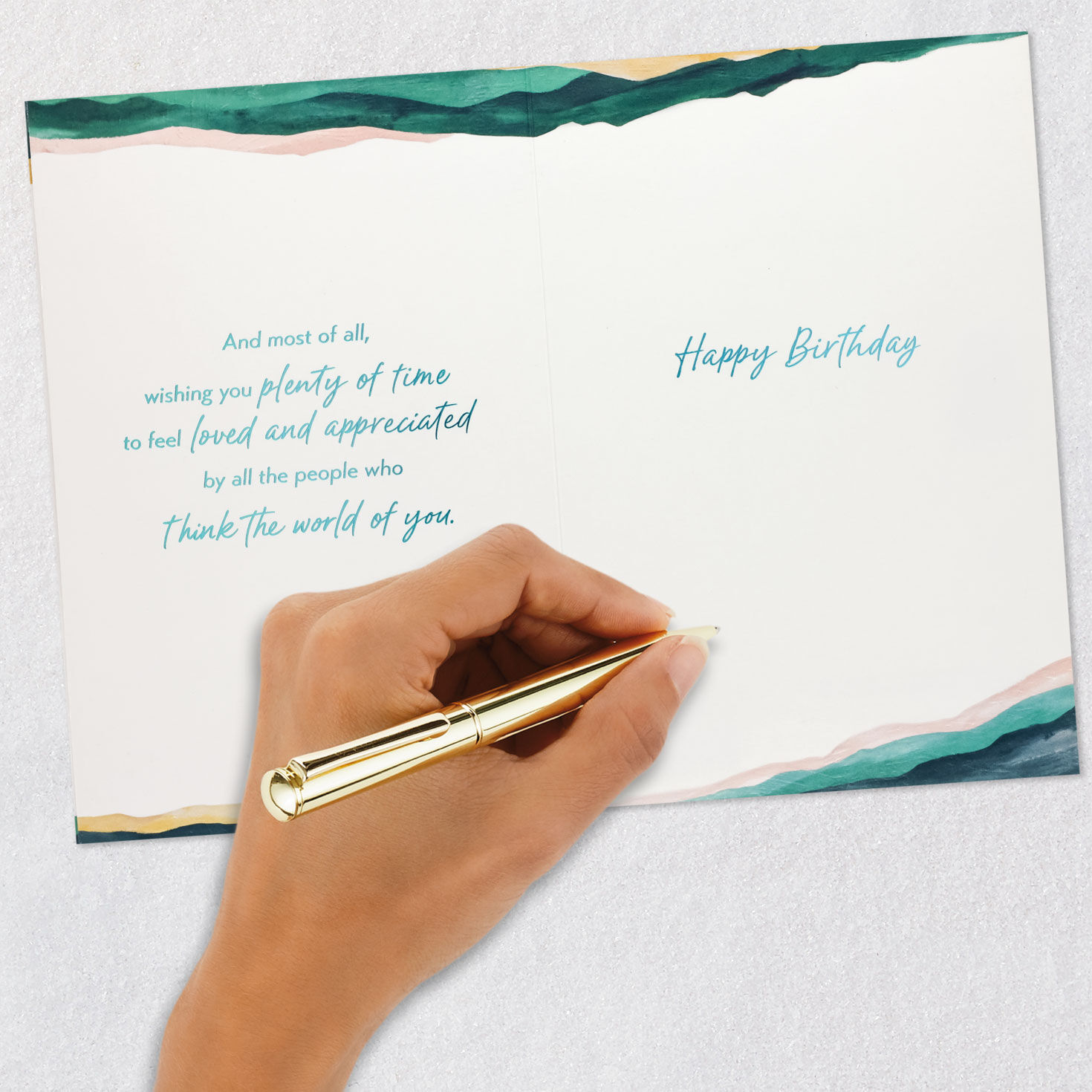 Gold and Green Marbled Birthday Card Signing card image number 8