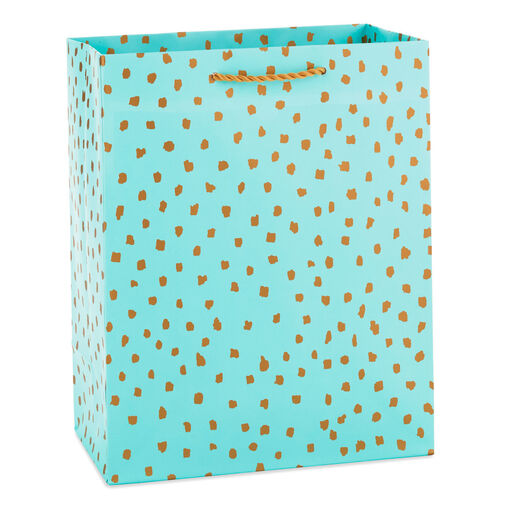 9.6" Gold Dots on Mint Medium Gift Bag, 
