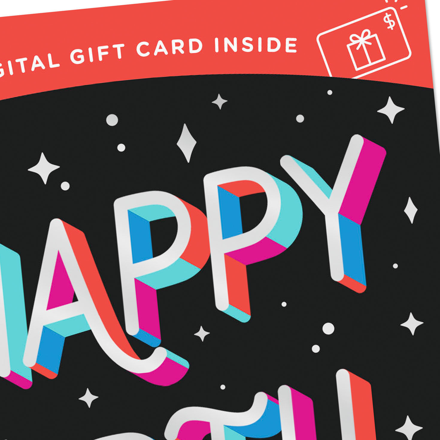 Colorful Lettering and Retro Stars Gift Card Greeting Birthday Card, , large image number 5