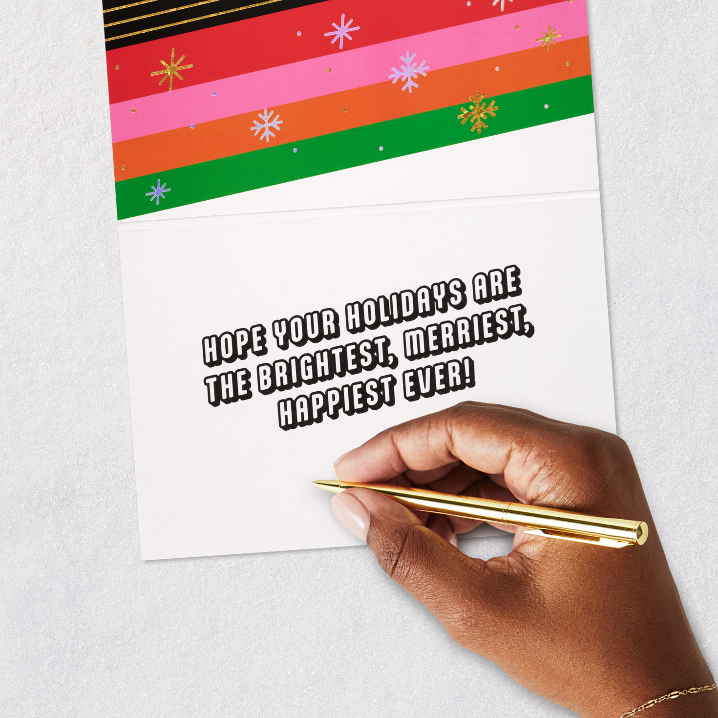 Retro Rainbow Lettering Christmas Card Signing card image number 7
