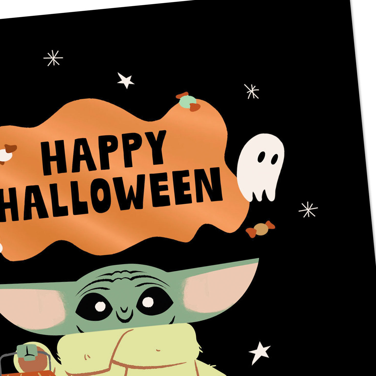 Baby Yoda Eating Candy Halloween Card Card Front Detail image number 4