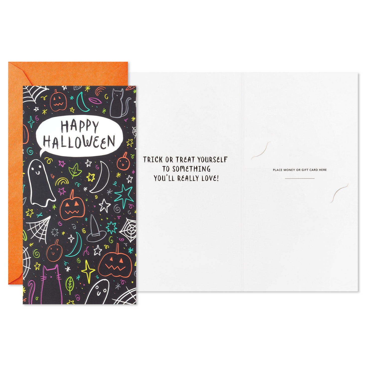Pumpkins and Ghosts Money Holder Halloween Cards Card Front with Sentiment image number 2