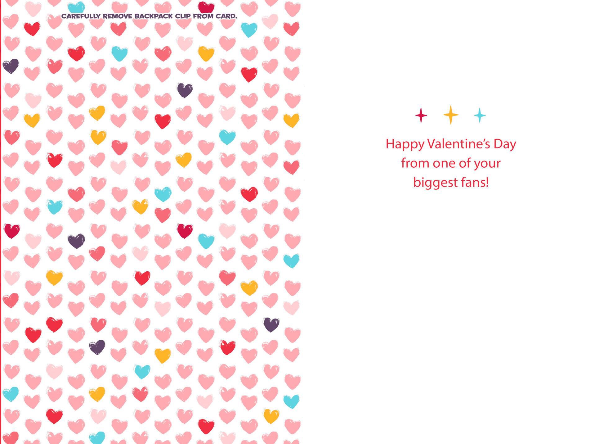 From Your Biggest Fan Valentine's Day Card With Backpack Clip