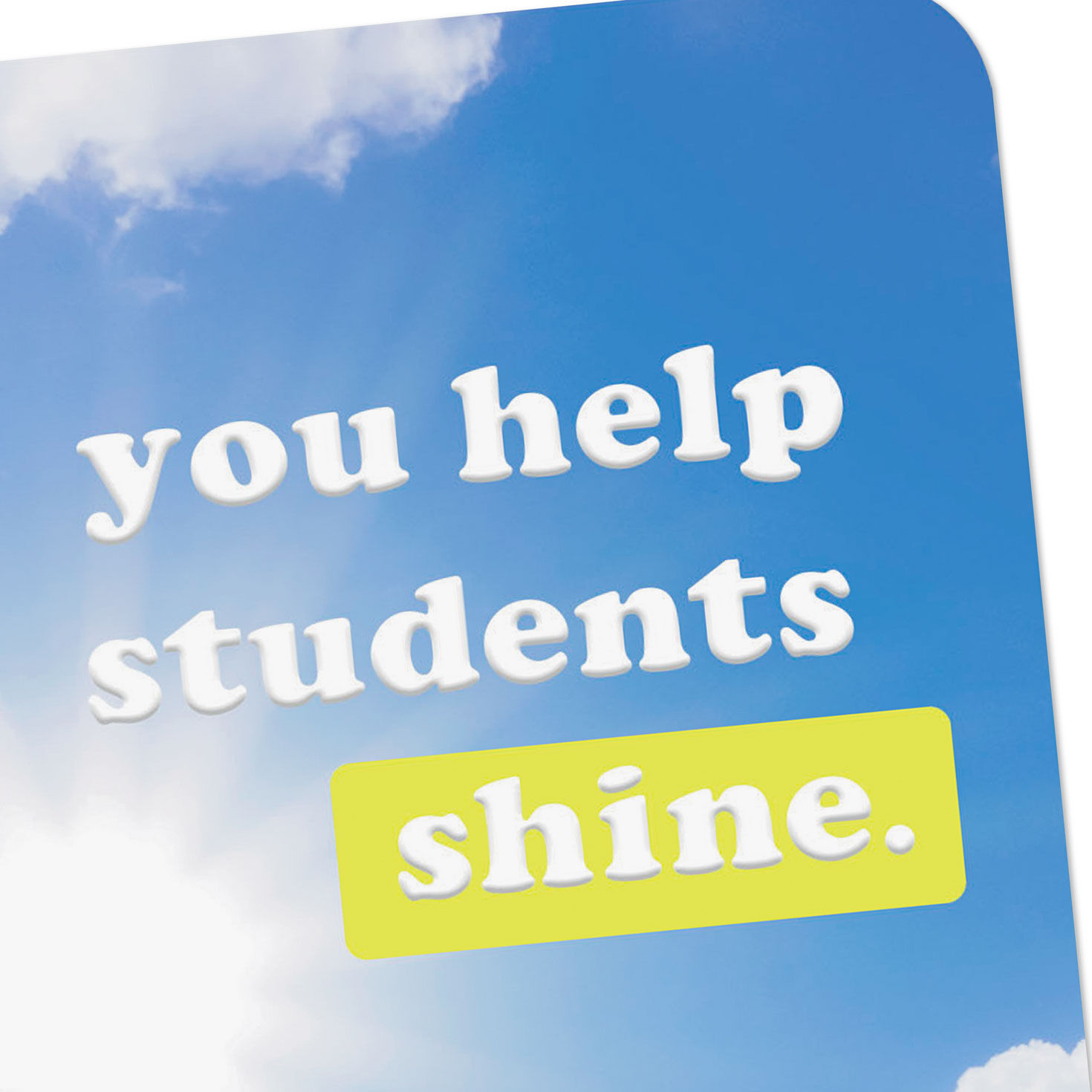 Shining Sun in Blue Sky Teacher Thank You Card Card Front Detail image number 4