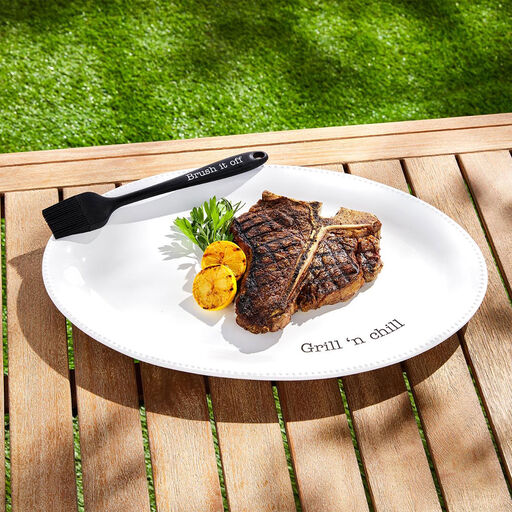 Mud Pie BBQ Serving Platter & Silicone Brush, Set of 2, 