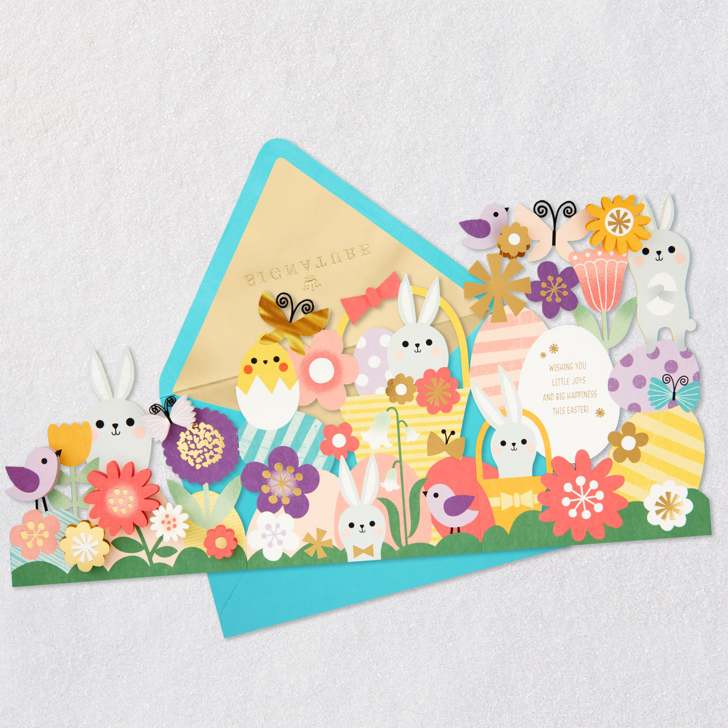 Cute Animals and Flowers Fold Out Easter Card Open card with envelope image number 4