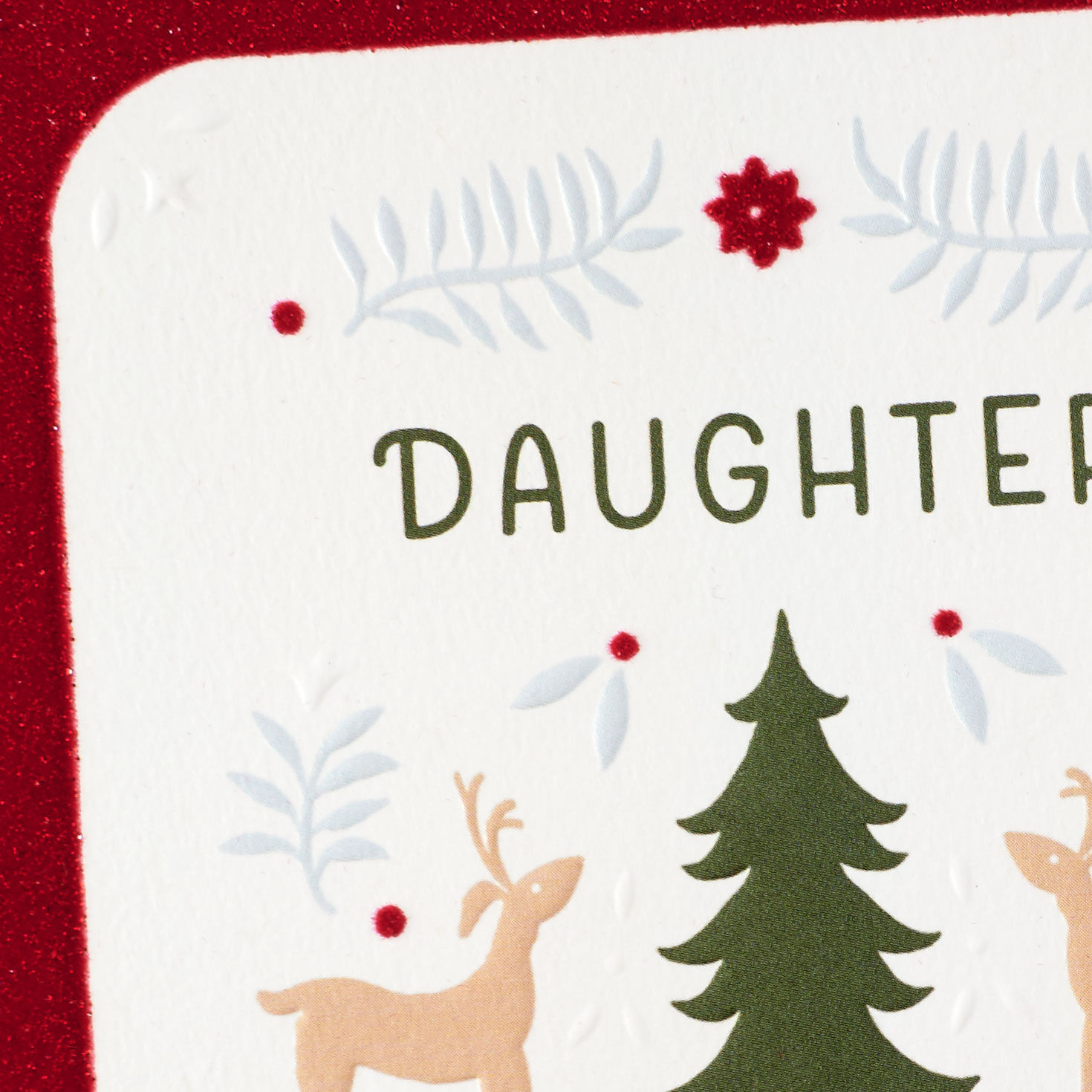 Deer and Tree Daughter Christmas Card Card Front Detail image number 4