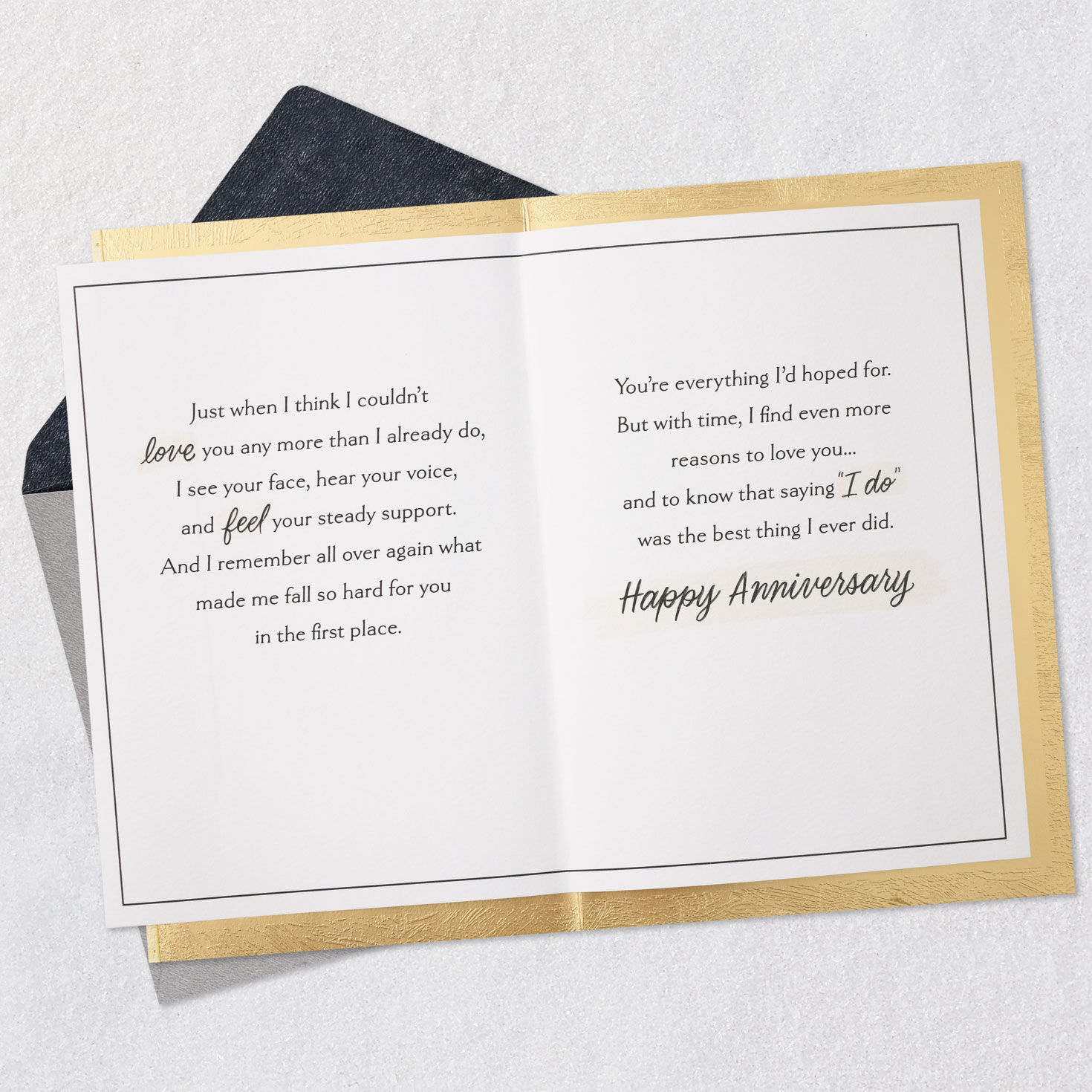 Ivory and Gold Rings Anniversary Card for Spouse Open card with envelope image number 4