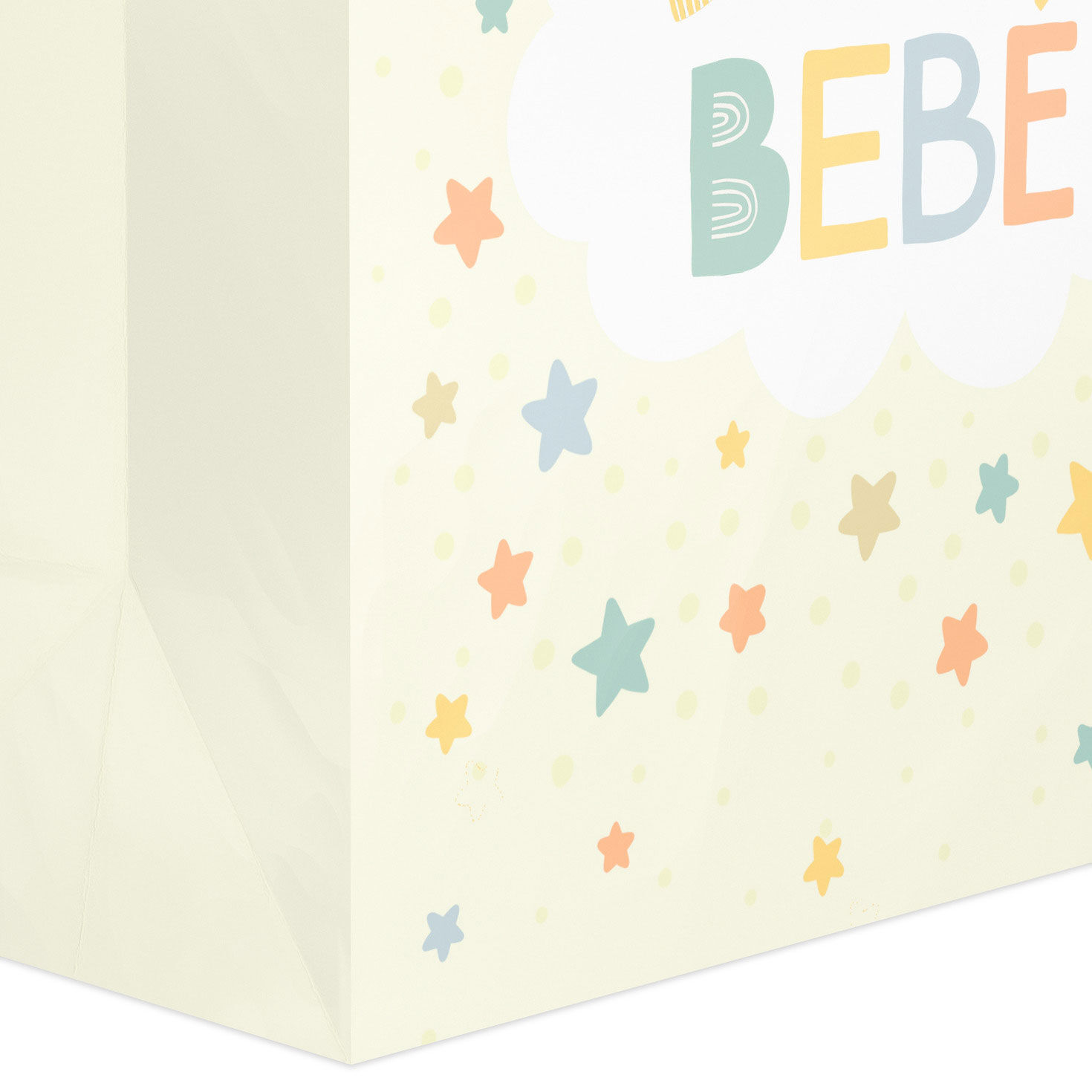 Spanish Language Stars on Pale Yellow Large Gift Bag Base/Side Detail image number 5