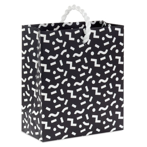 4.6" Black and White Mod Shapes Gift Card Holder Mini Bag, 