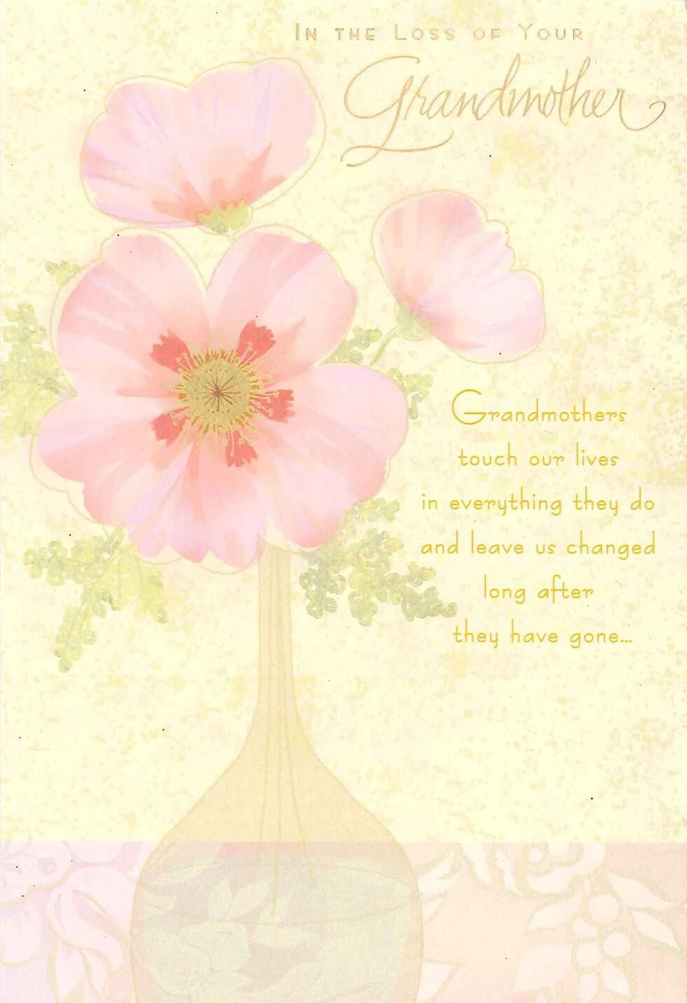 Pink Flowers Loss of Grandmother Sympathy Card