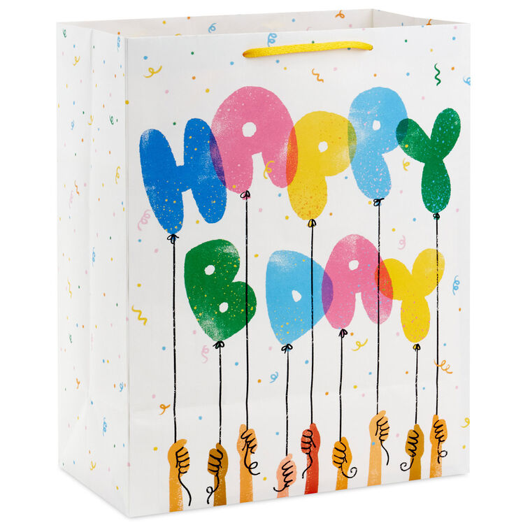 Hands Holding Balloons Large Birthday Gift Bag Back image number 6