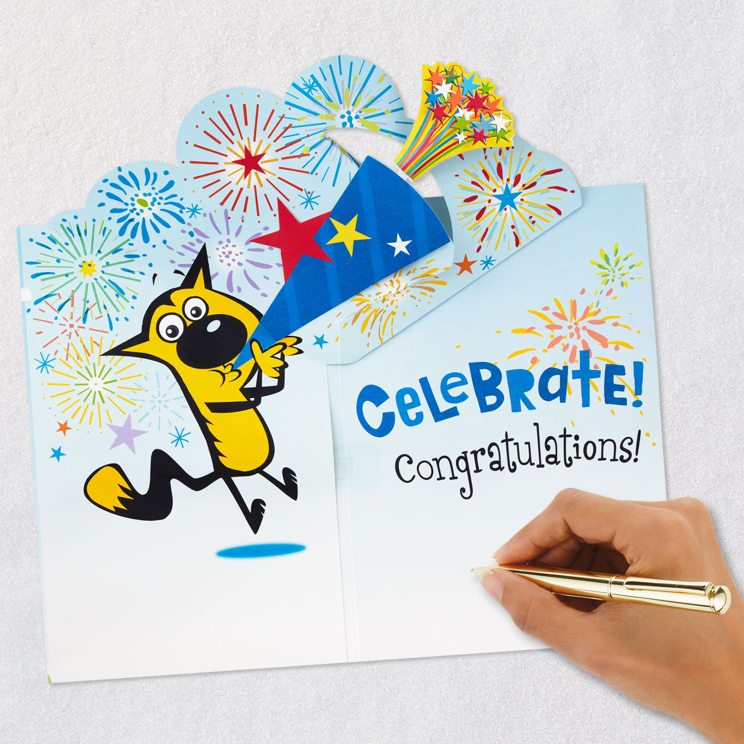 Cartoon Cat with Party Horn Musical Graduation Card Signing card image number 6