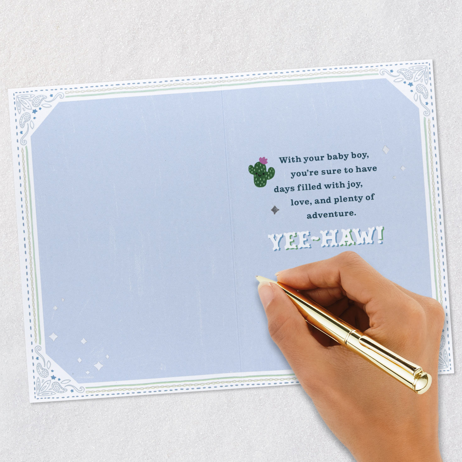 Howdy Cowboy-Themed Nursery New Baby Boy Card  image number 6