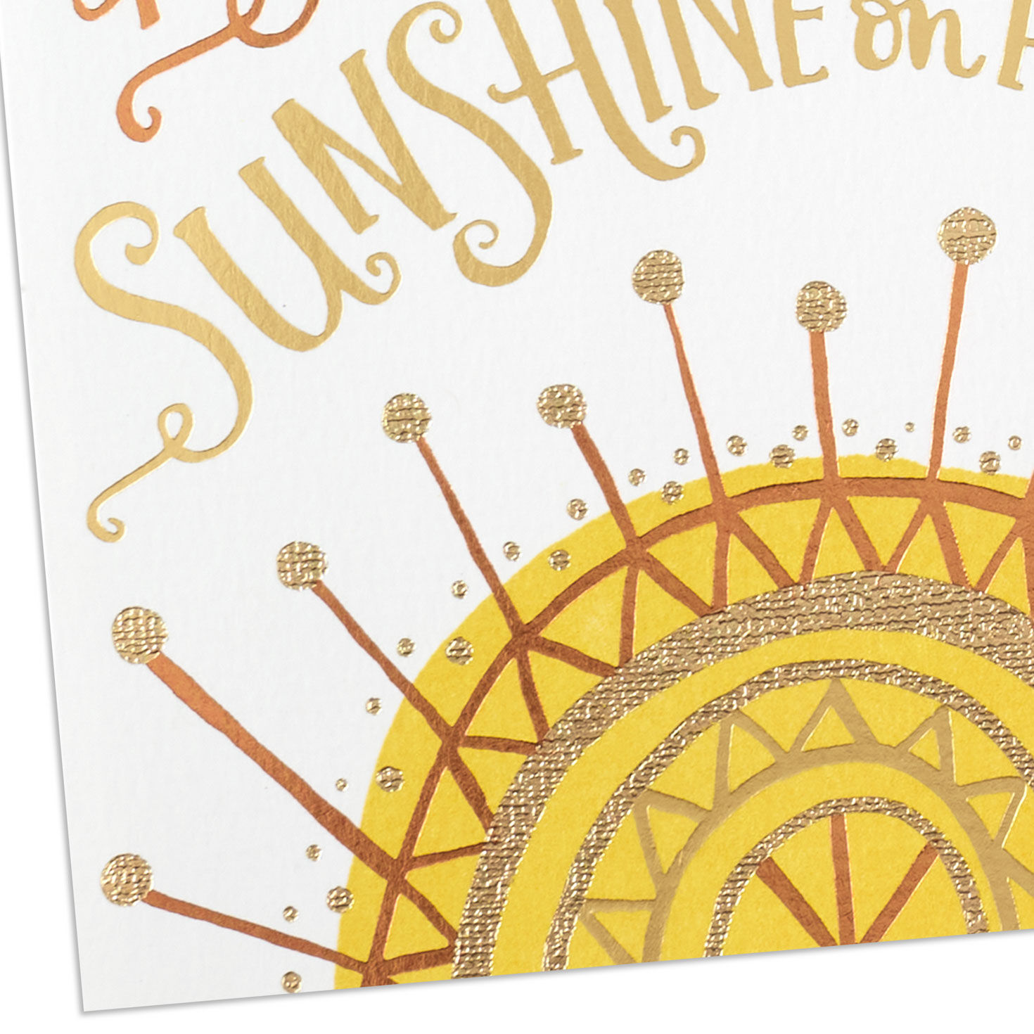 Bronze Lettering and Gold Sun Graduation Card for Woman Card Front Detail image number 4
