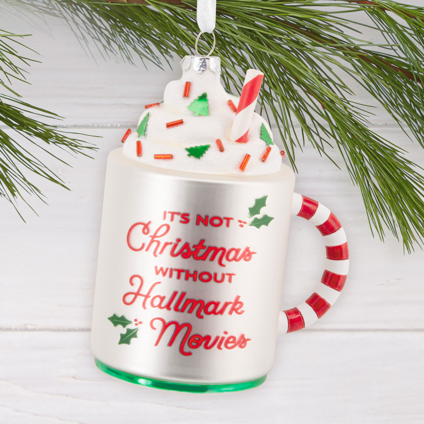 Hallmark Channel Festive Mug Christmas Ornament hanging on tree image number 2