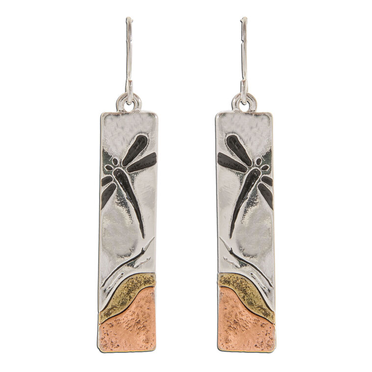 Rain Jewelry Dragonfly Landscape Metal Earrings