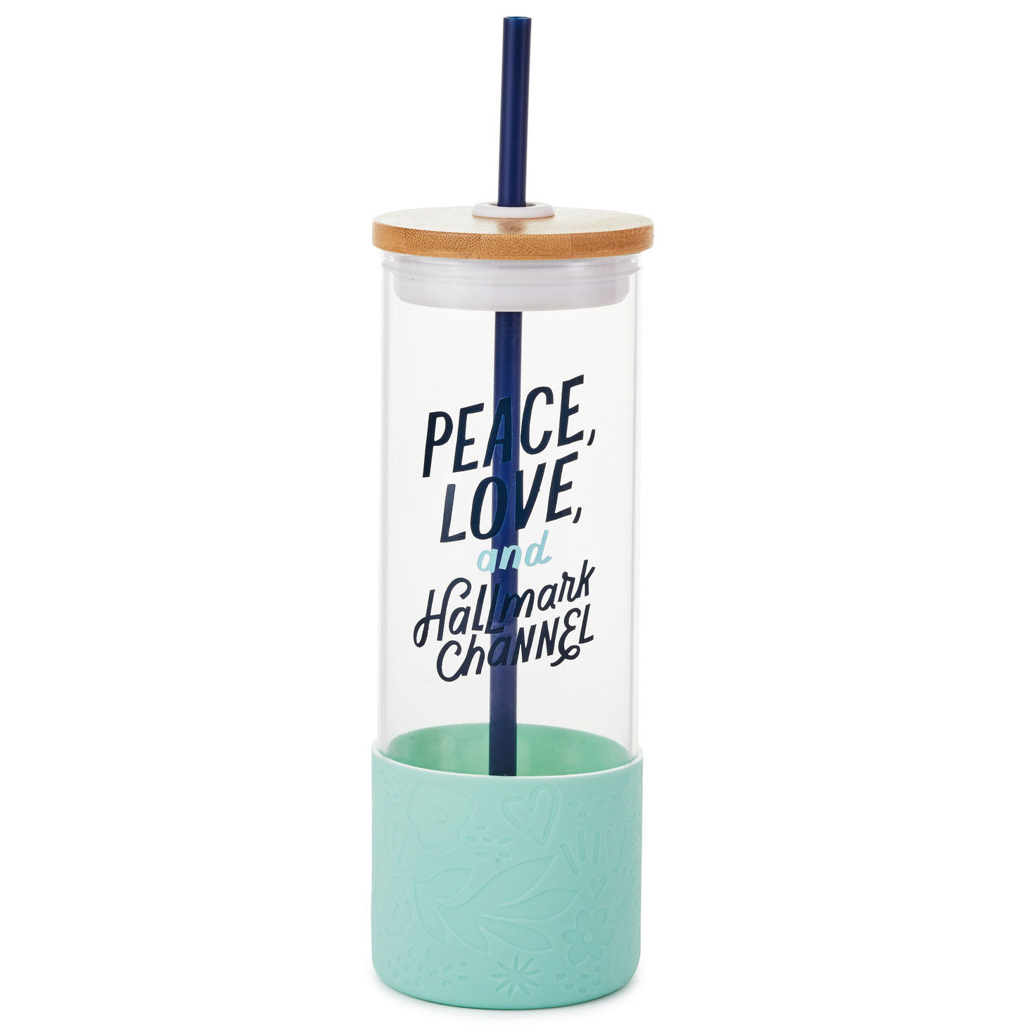 Hallmark Channel Peace & Love Glass Water Bottle With Straw, 22 oz.