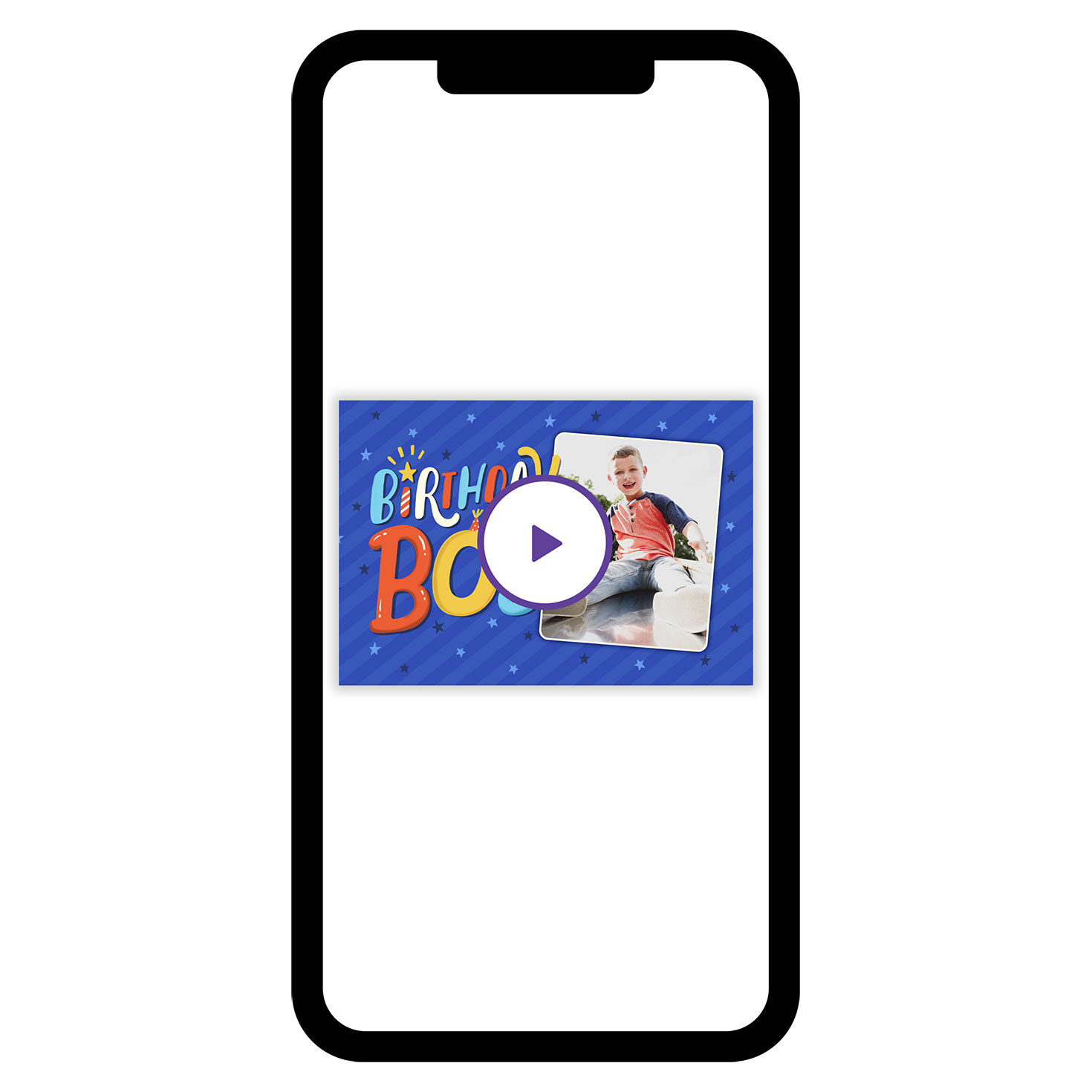 Blue Birthday Boy Personalized Card phone with card front image number 1