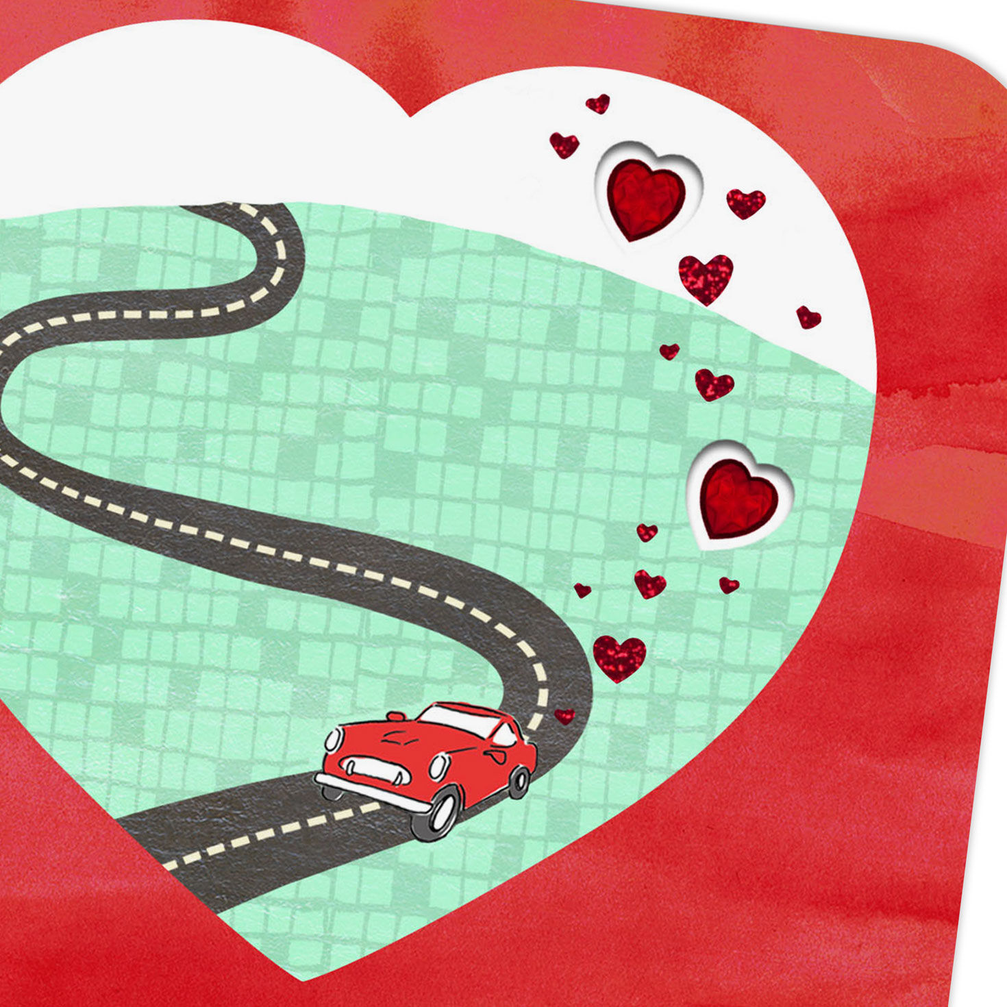 Heart With Car on Road Husband Valentine's Day Card Card Front Detail image number 4