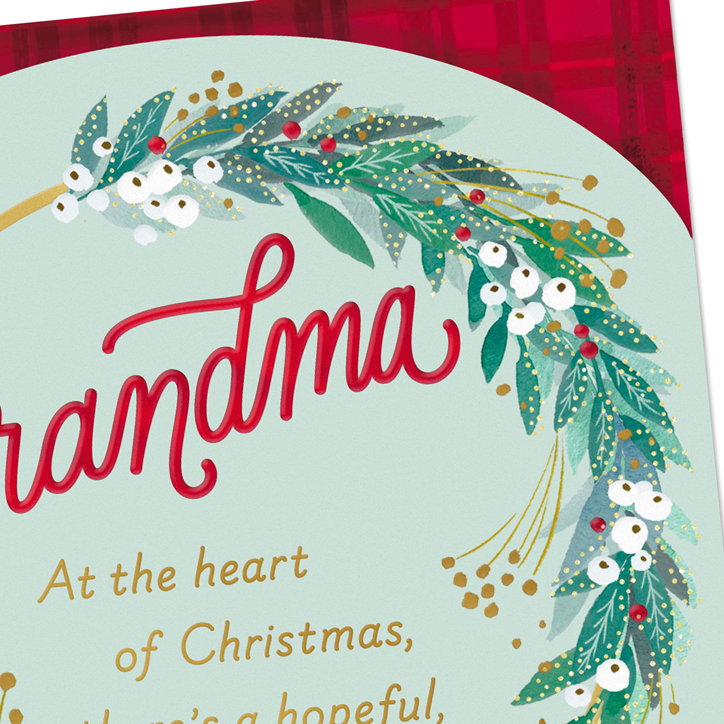 Holiday Hoop Wreath Grandma Christmas Card Card Front Detail image number 5