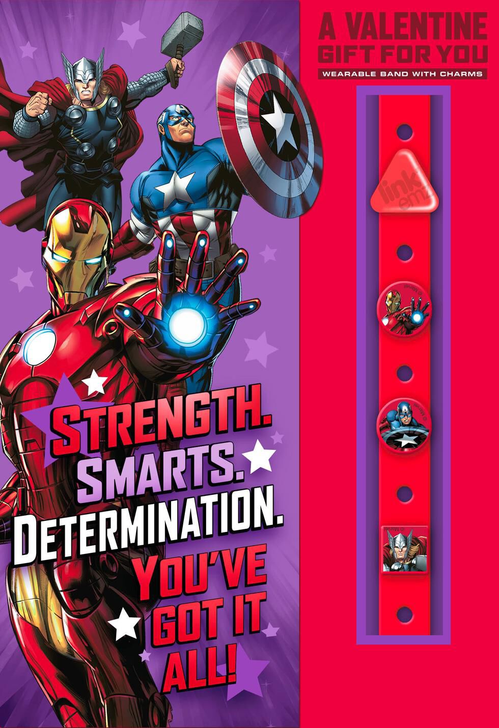 Marvel Avengers Valentine's Day Card With Link'emz Wristband