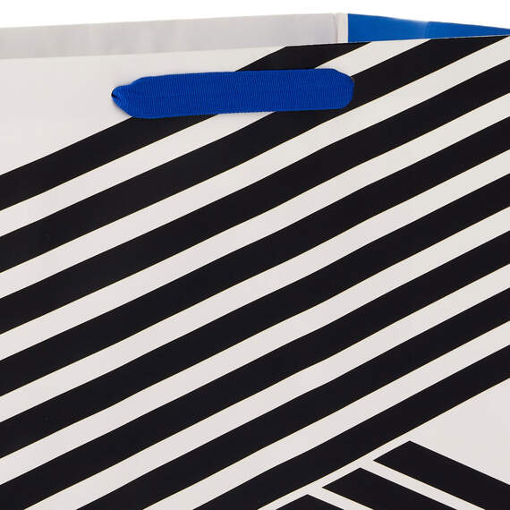 15.5" Black and White Zigzag Extra-Large Gift Bag, , large image number 4