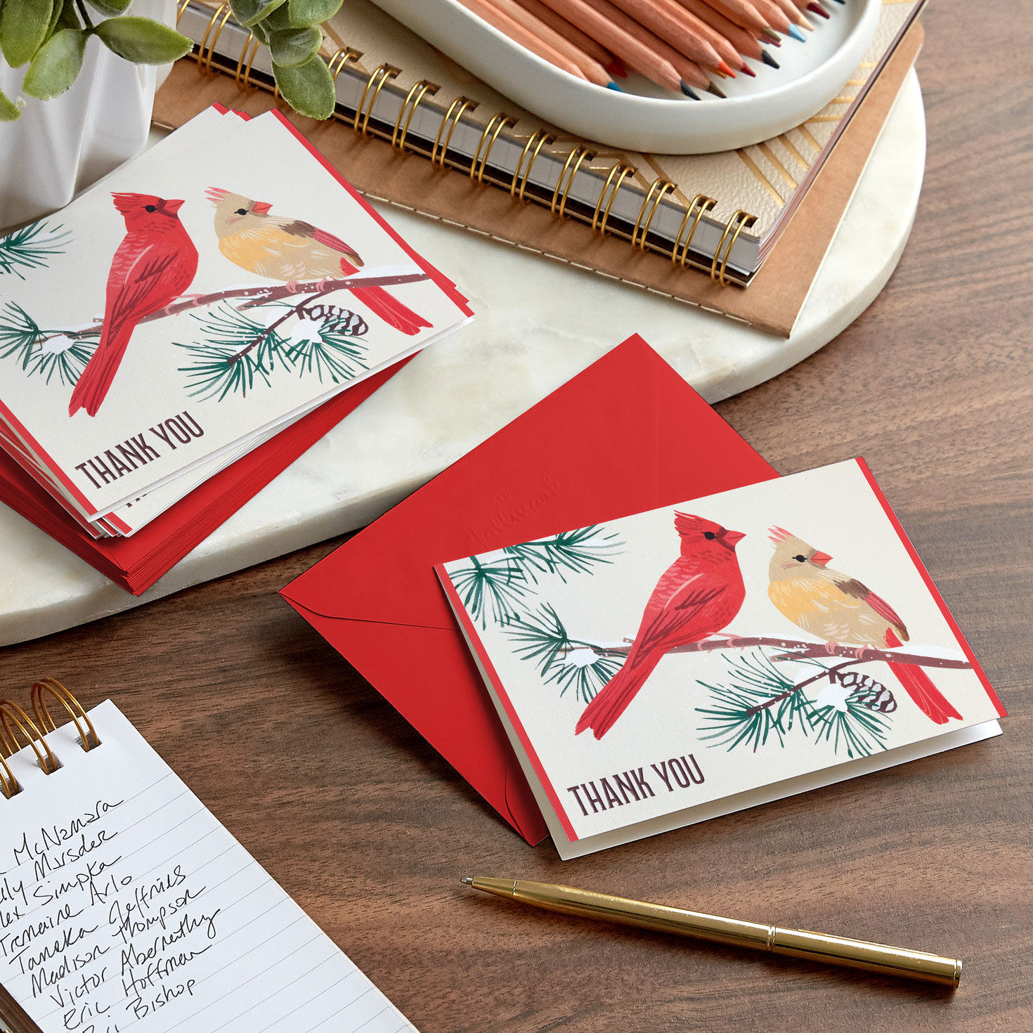 Cardinals in Snow Blank Thank-You Cards, Pack of 20, , large image number 6