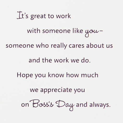 You Care About Us and Our Work Boss's Day Card From All, 