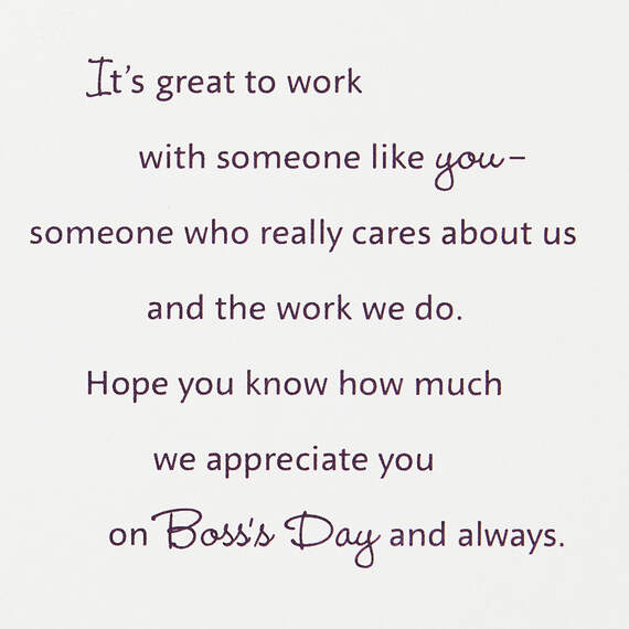 You Care About Us and Our Work Boss's Day Card From All, , large image number 2