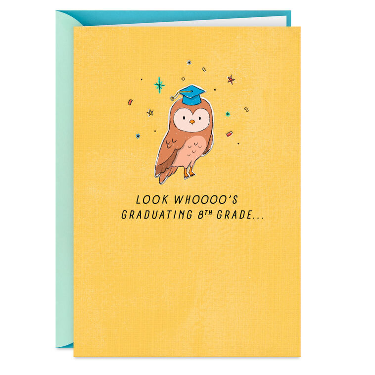 Owl in Mortarboard Cap 8th Grade Graduation Card Owl in Mortarboard Cap 8th Grade Graduation Card