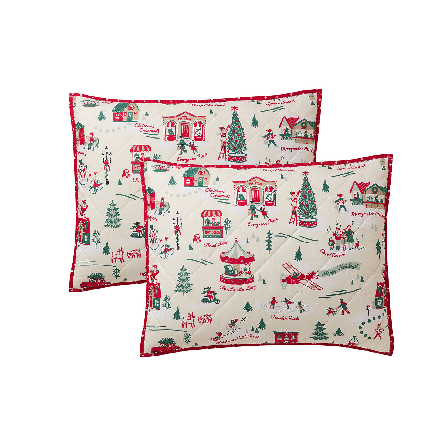 Hallmark Holiday - Christmas Village Reversible 3Pc. Quilt Set front pillows image number 3